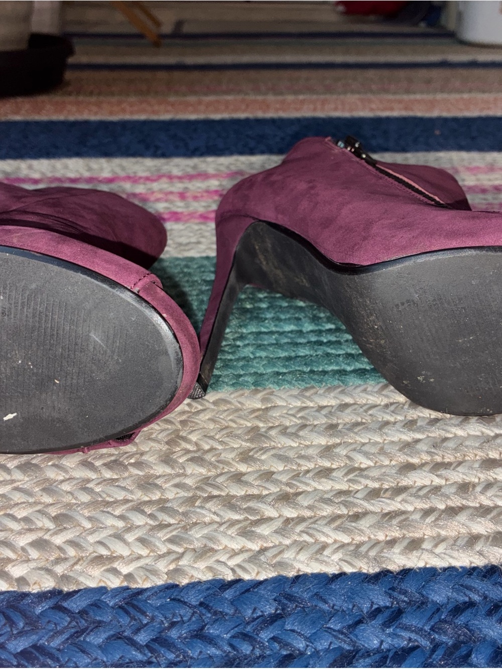 Steve Madden Plum Suede Open-Toe Stiletto Booties - Picture 6 of 8